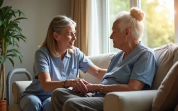 care assistant supporting senior to maintain safety and independence at home