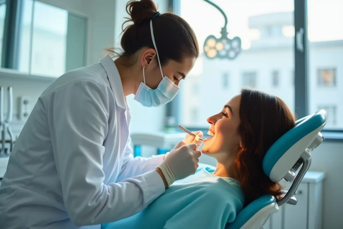 dentist performing professional cleaning to support long term gum health